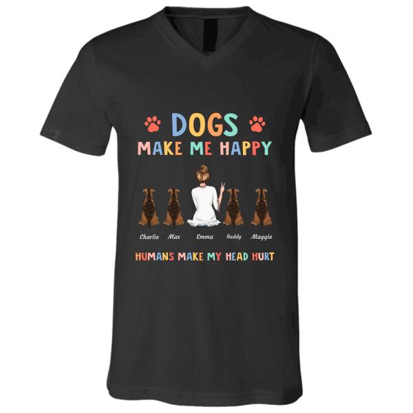Dogs/Cats make me happy Humans make my head hurt Personalized pet T-Shirt