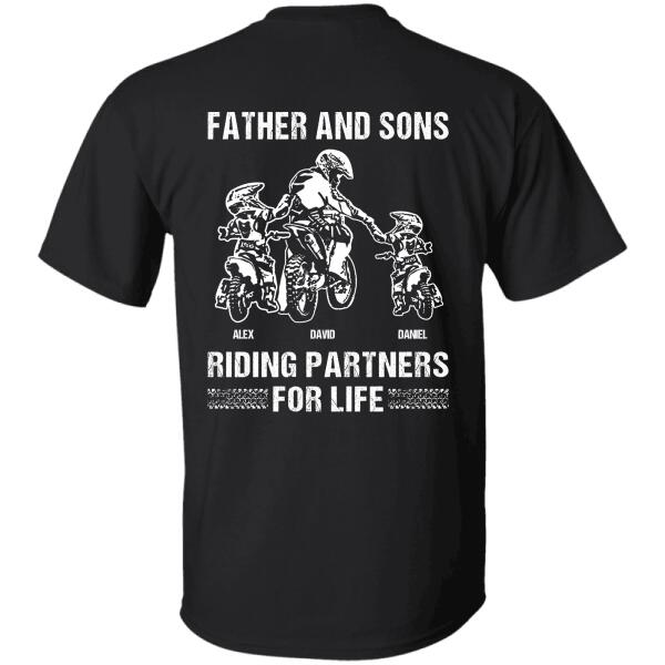 "Riding Partners For Life" Father Son Daughter personalized Back T-shirt