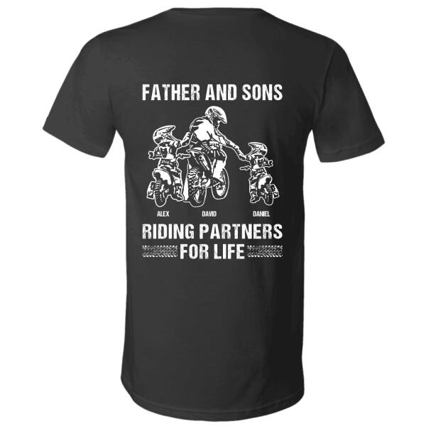 "Riding Partners For Life" Father Son Daughter personalized Back T-shirt