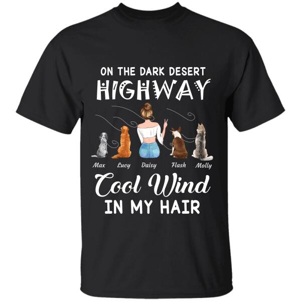 On the dark desert highway/ Cool wind in my hair personalized pet T-Shirt