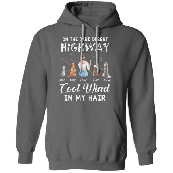 On the dark desert highway/ Cool wind in my hair personalized pet T-Shirt