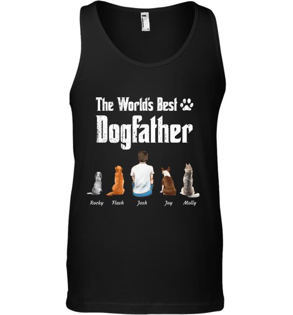 "The World's Best Dogfather" man and dog, cat personalized T-shirt