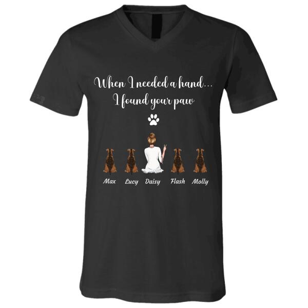 "When I needed a hand i found your paw" Girl and dog, cat personalized T-Shirt