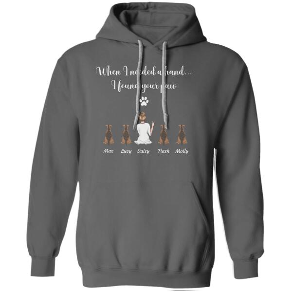 "When I needed a hand i found your paw" Girl and dog, cat personalized T-Shirt