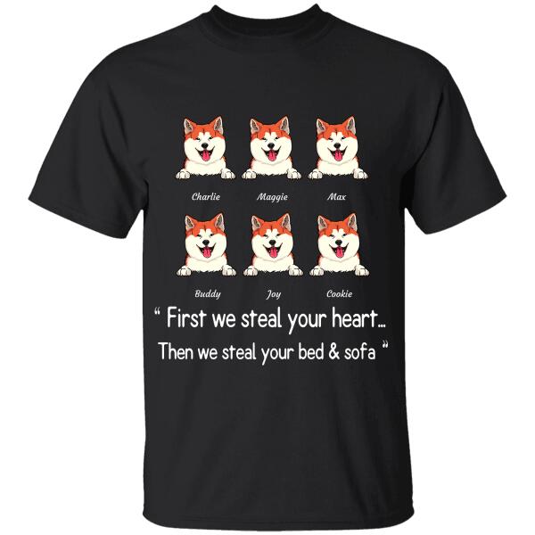 "First we steal your heart'' Dog personalized T-Shirt TS-TU90-2