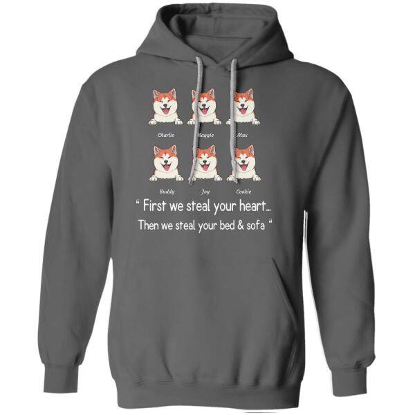 "First we steal your heart'' Dog personalized T-Shirt TS-TU90-2
