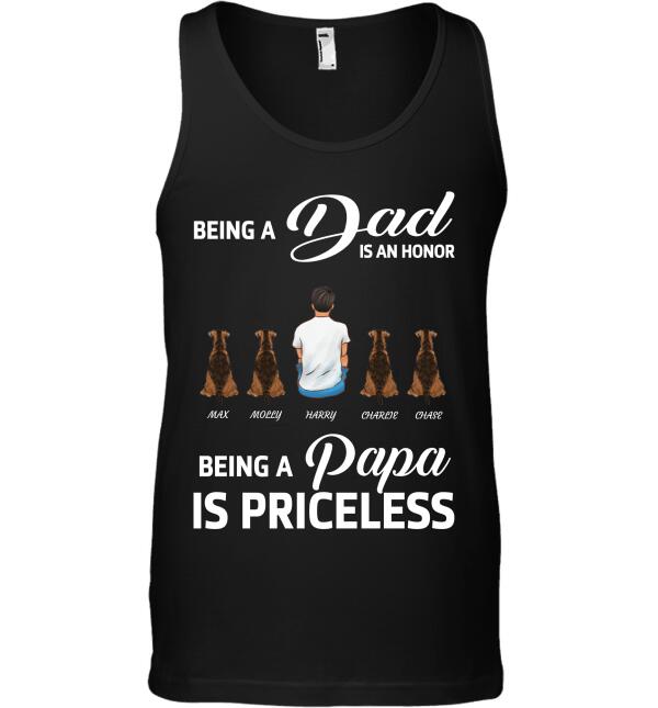 "Being Dad is an honor, being Papa is priceless" man and dog personalized T-Shirt