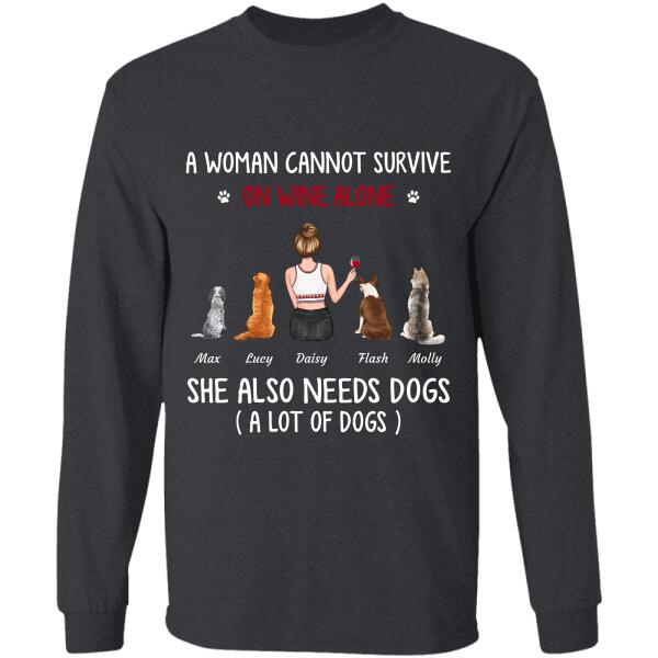 A woman cannot survive on wine alone She also needs Pets ( a lot of pets) personalized Pet T-Shirt
