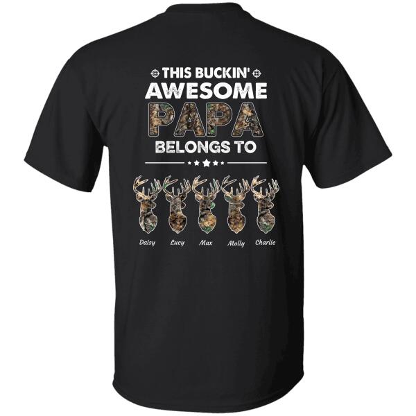 "This Bunkin' Awesome Papa belongs to" kid's name personalized Back T-shirt TS-TU111