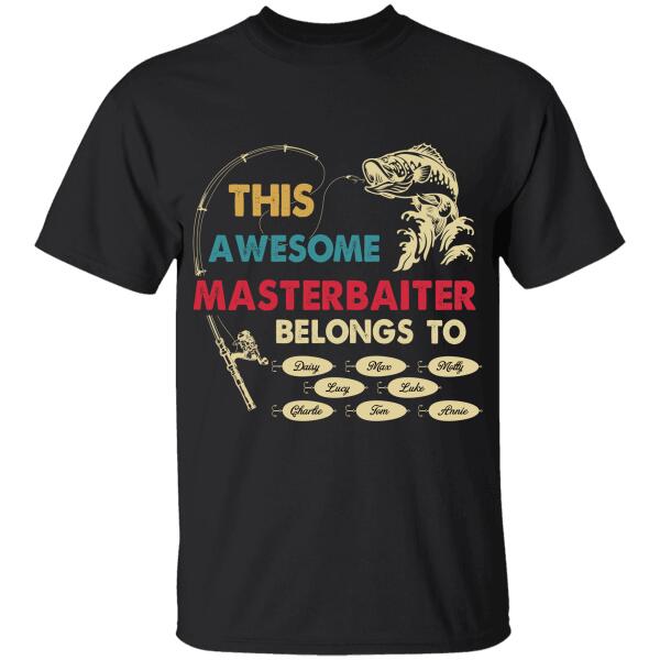 "This Awesome Masterbaiter belongs to" kid's name personalized T-Shirt TSTU110 Front