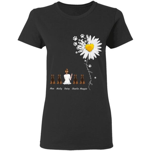"You are my sunshine daisy" girl and dog, cat personalized T-Shirt