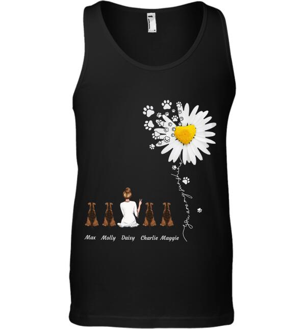"You are my sunshine daisy" girl and dog, cat personalized T-Shirt