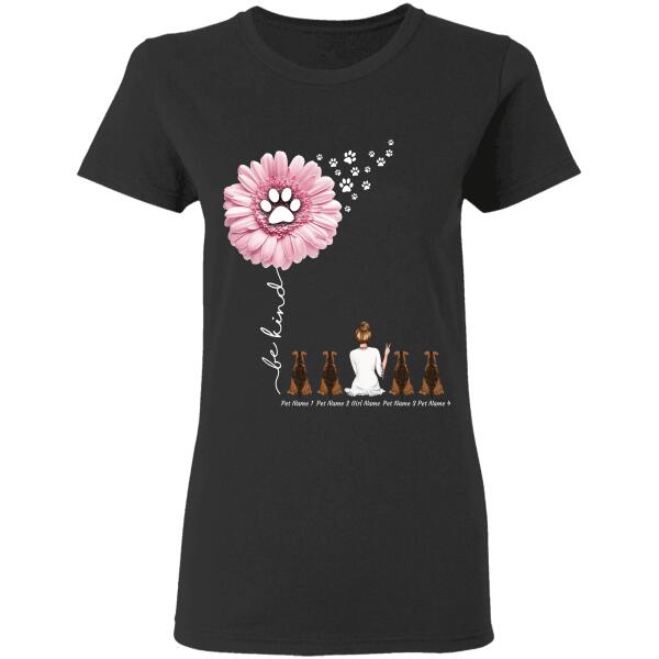 "Just Be Kind" girl and dog, cat personalized T-Shirt