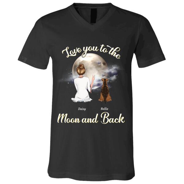 Love you to the Moon  and back girl, dog & cat personalized T-shirt TSTU122