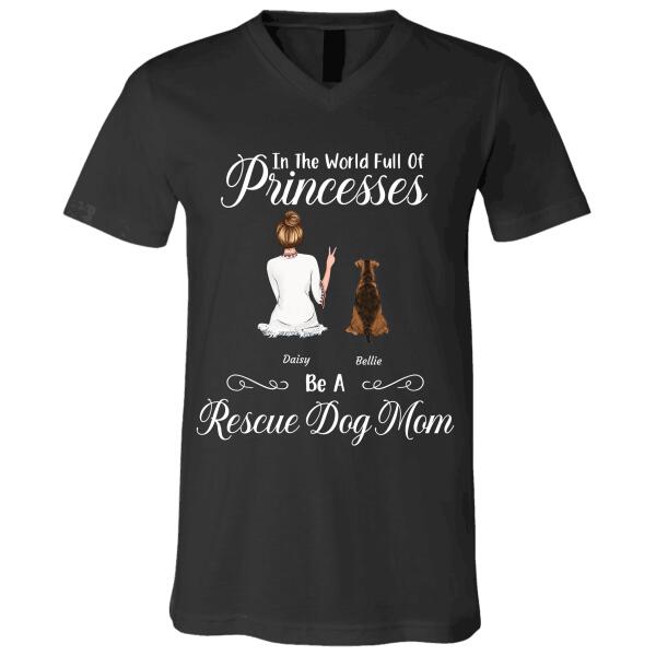 " In the world full of Princesses" girl, doc & cat personalized black T-shirt TSTU120