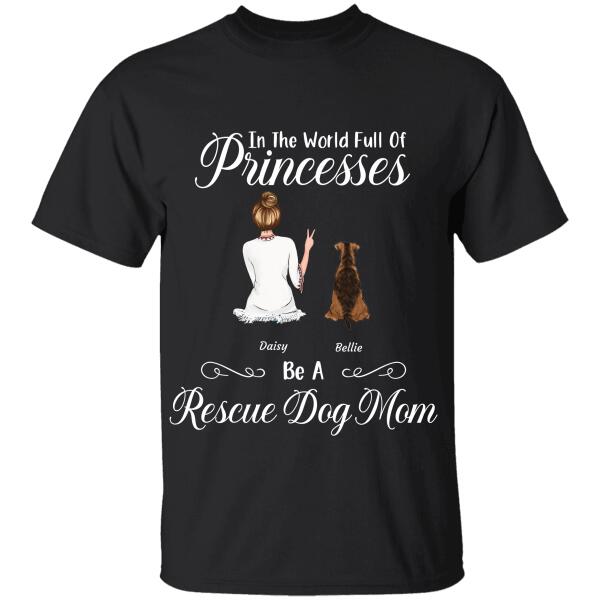 " In the world full of Princesses" girl, doc & cat personalized black T-shirt TSTU120