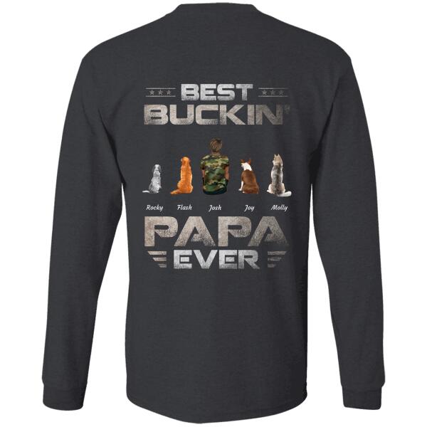 "Best Buckin' Dad Ever " man, dog & cat personalized Back T-shirt TS-TU118