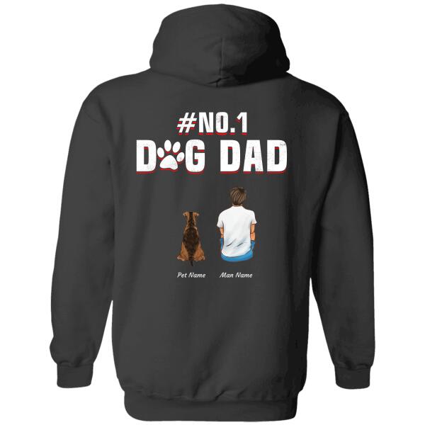 "#No1 Dog Dad" man, dog and cat personalized Back T-Shirt