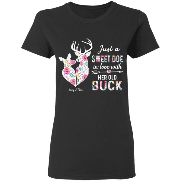 "Just A Sweet Doe" Couple's Name Personalized Black Tshirt TS-TU132