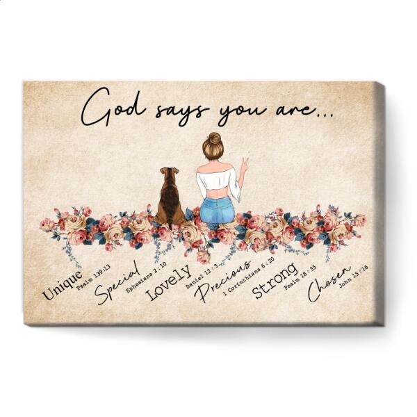 God says you are... girl and dog, cat personalized Horizontal Canvas  CP-HR01