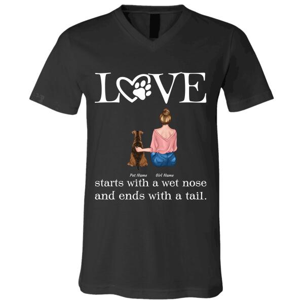 Love starts with a wet nose and ends with a tail personalized T-Shirt TS-TU162