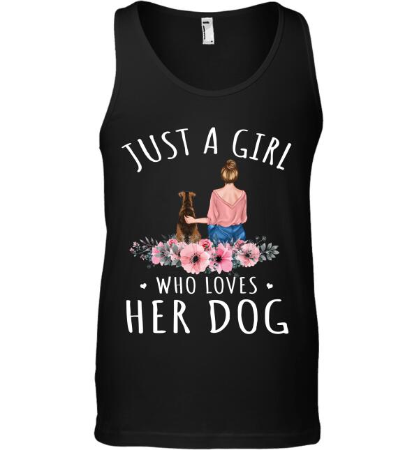 Just A Girl Loves Her Dogs/Cats girl and dog, cat personalized T-Shirt TS-HR113