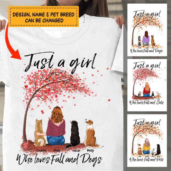 Just a girl who loves fall and dogs personalized T-Shirt TS-TU171