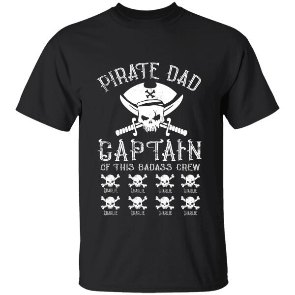 "Pirate Dad Captain of this badass crew" Kids' Name personalized Front-T-Shirt TS-TU133
