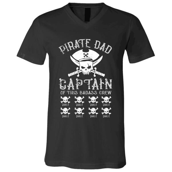 "Pirate Dad Captain of this badass crew" Kids' Name personalized Front-T-Shirt TS-TU133