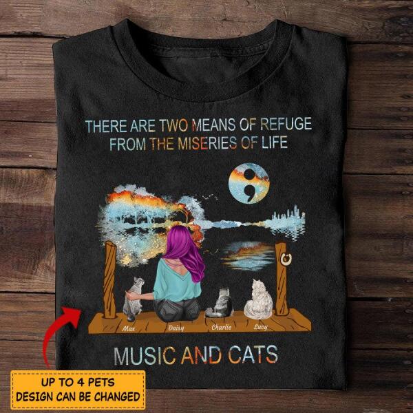 Music and cats/dogs - girl and dog, cat personalized T-Shirt TS-TU194