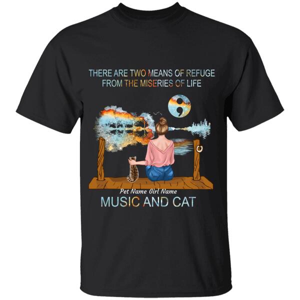 Music and cats/dogs - girl and dog, cat personalized T-Shirt TS-TU194
