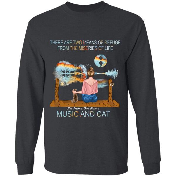 Music and cats/dogs - girl and dog, cat personalized T-Shirt TS-TU194