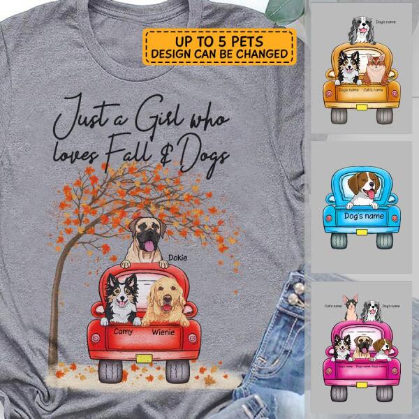 Just A Girl Who Loves Fall And Dogs/Cats personalized T-Shirt TS-HR142