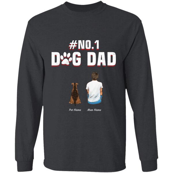 "No#1 Dog Dad"  man and dog, cat personalized T-shirt