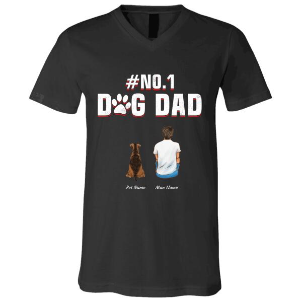 "No#1 Dog Dad"  man and dog, cat personalized T-shirt