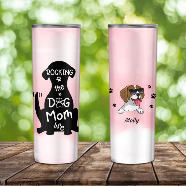 Rocking the Dog Mom life Dog & Cat personalized Skinny Tumbler ST-TU —  CUSTOMA2Z