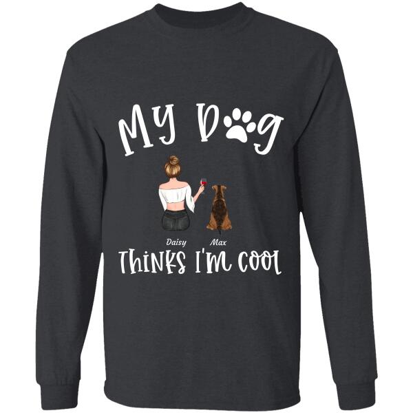 "My dogs think i'm cool" girl, dog & cat Personalized T-Shirt TS-TU123