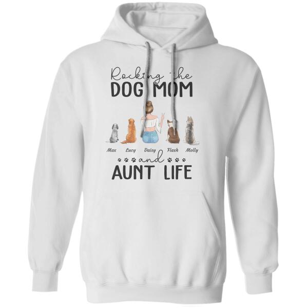 "Rocking The Dog Mom And Aunt Life" girl and dog, cat personalized T-Shirt