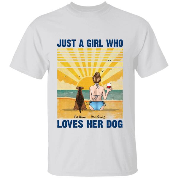 Just A Girl Who Loves Dogs/Cats bikini on beach girl, dog, cat personalized T-Shirt TS-HR108