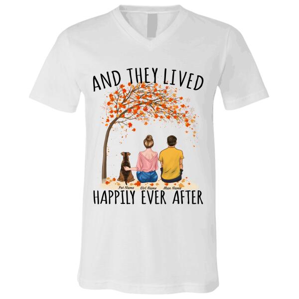 And they lived happily ever after Couples and dog, cat personalized T-Shirt TS-TU161