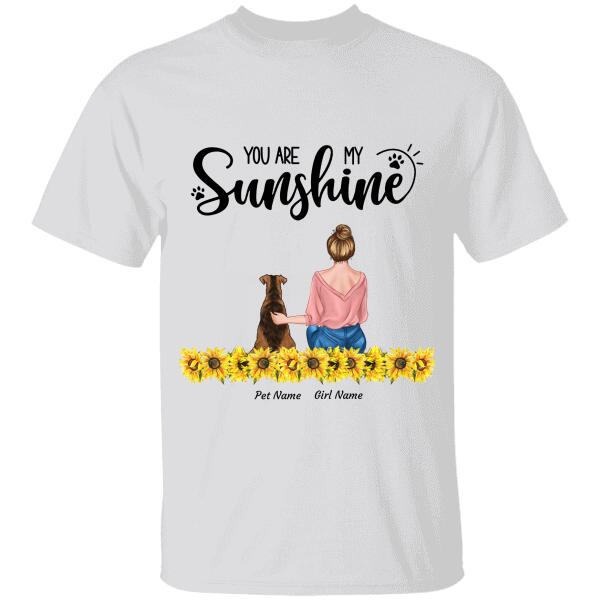 You Are My Sunshine Sunflower Hugging girl, dog, cat personalized T-Shirt TS-HR121A