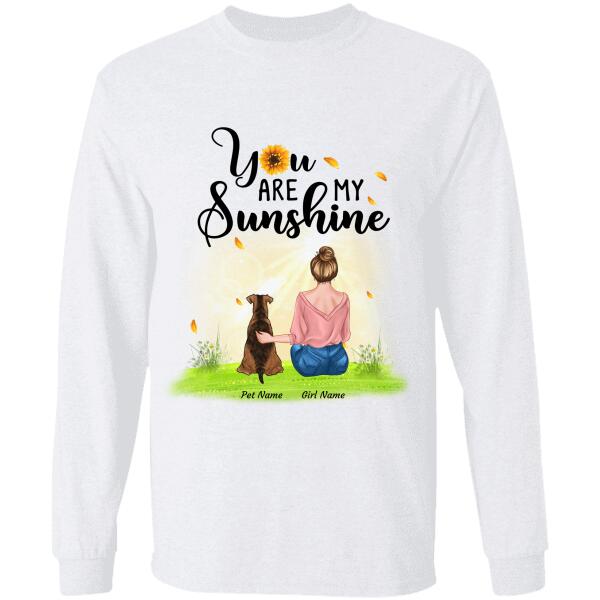 You Are My Sunshine Sunrise Hugging girl, dog, cat personalized T-Shirt TS-HR121B