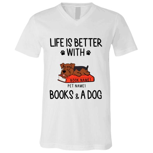 Life is better with books and dogs - dog, cat personalized T-Shirt TS-GH161