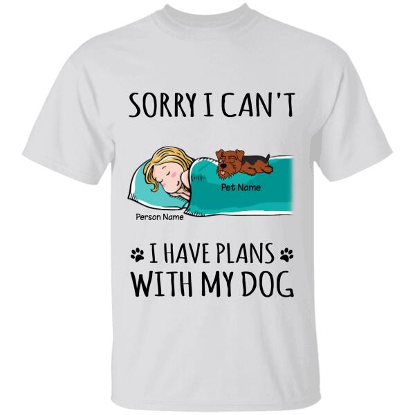 Sorry I can't I have plans with my dogs/cats - girl, dogs and cats personalized T-Shirt TS-GH155