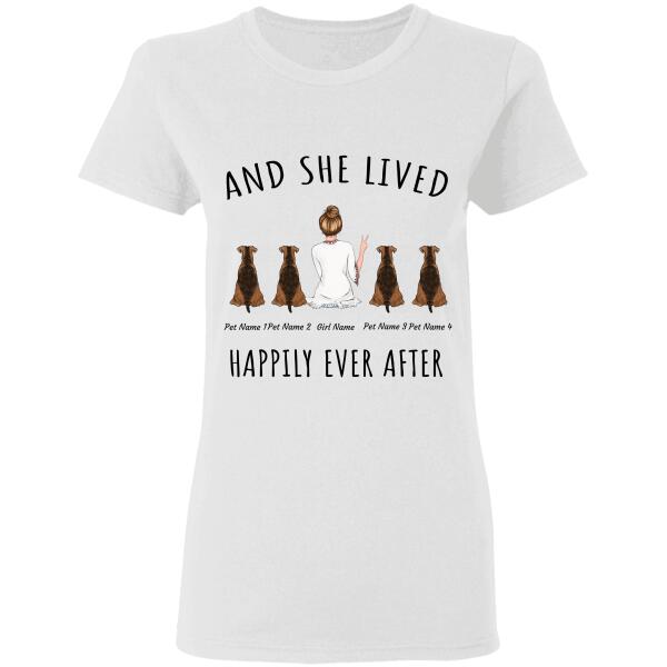 "And She Lived Happily Ever After"girl and dog, cat personalized T-Shirt