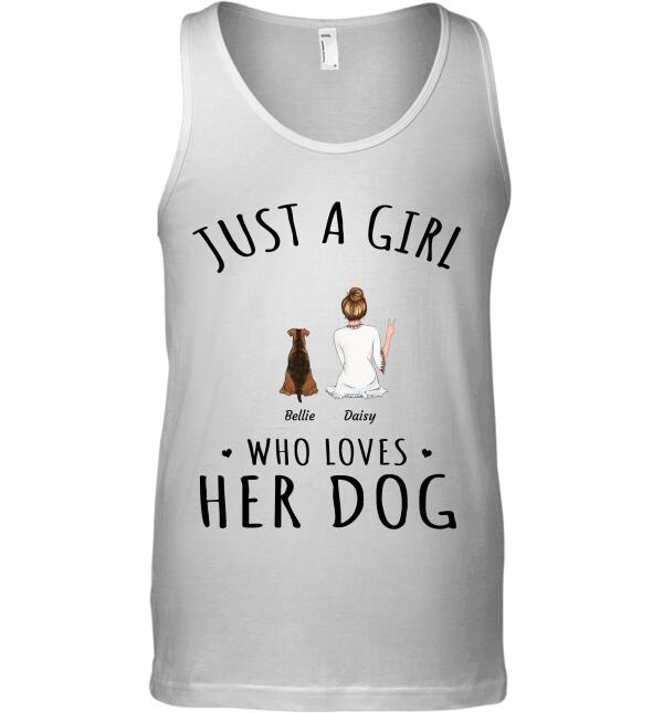 "Just A Girl Who Loves Her Dogs/ Cats" girl, dog, cat personalized T-Shirt TS-HR88