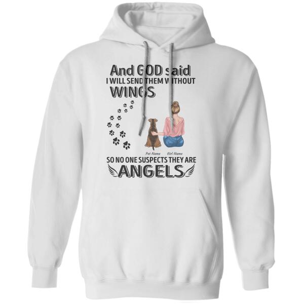 And god said I will send them without wings - girl, dogs and cats personalized T-Shirt TS-TU185