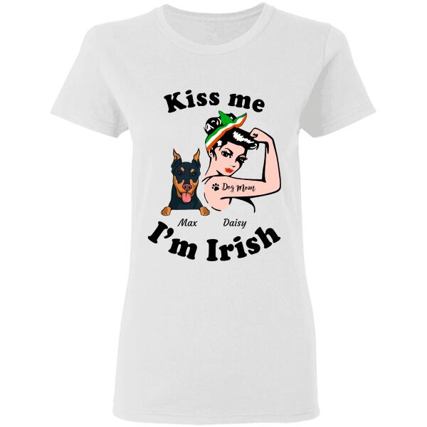 "Kiss me I'm Irish" girl and dog personalized T-Shirt