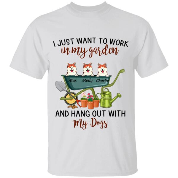 "Work In Garden And Hang With Dog" dog personalized T-Shirt