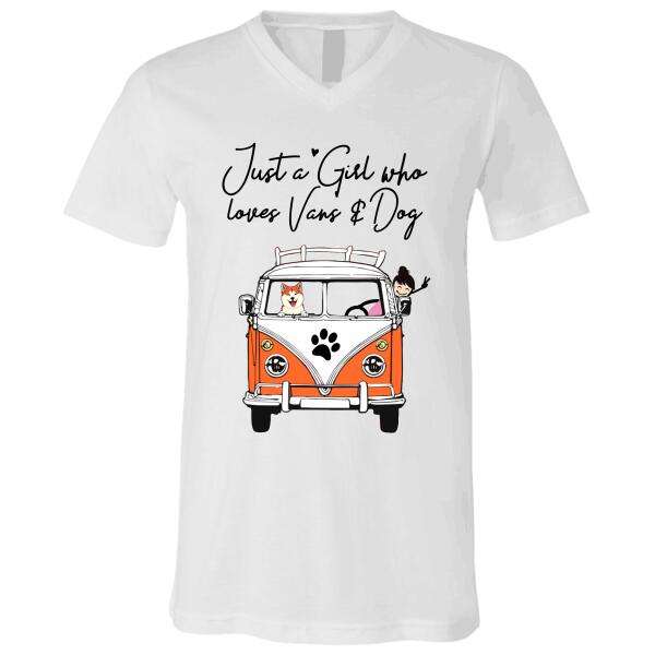 Just A Girl Who Loves Vans And Dogs/Cats van, girl and dog, cat personalized T-Shirt TS-HR100